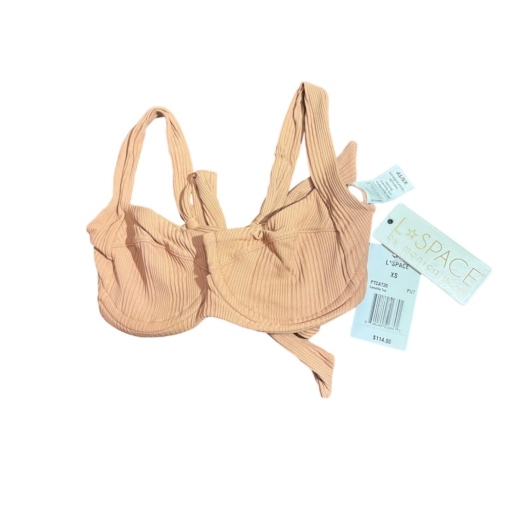 L*Space NWT Pointelle Rib Camellia Bikini Top Size XS Chestnut